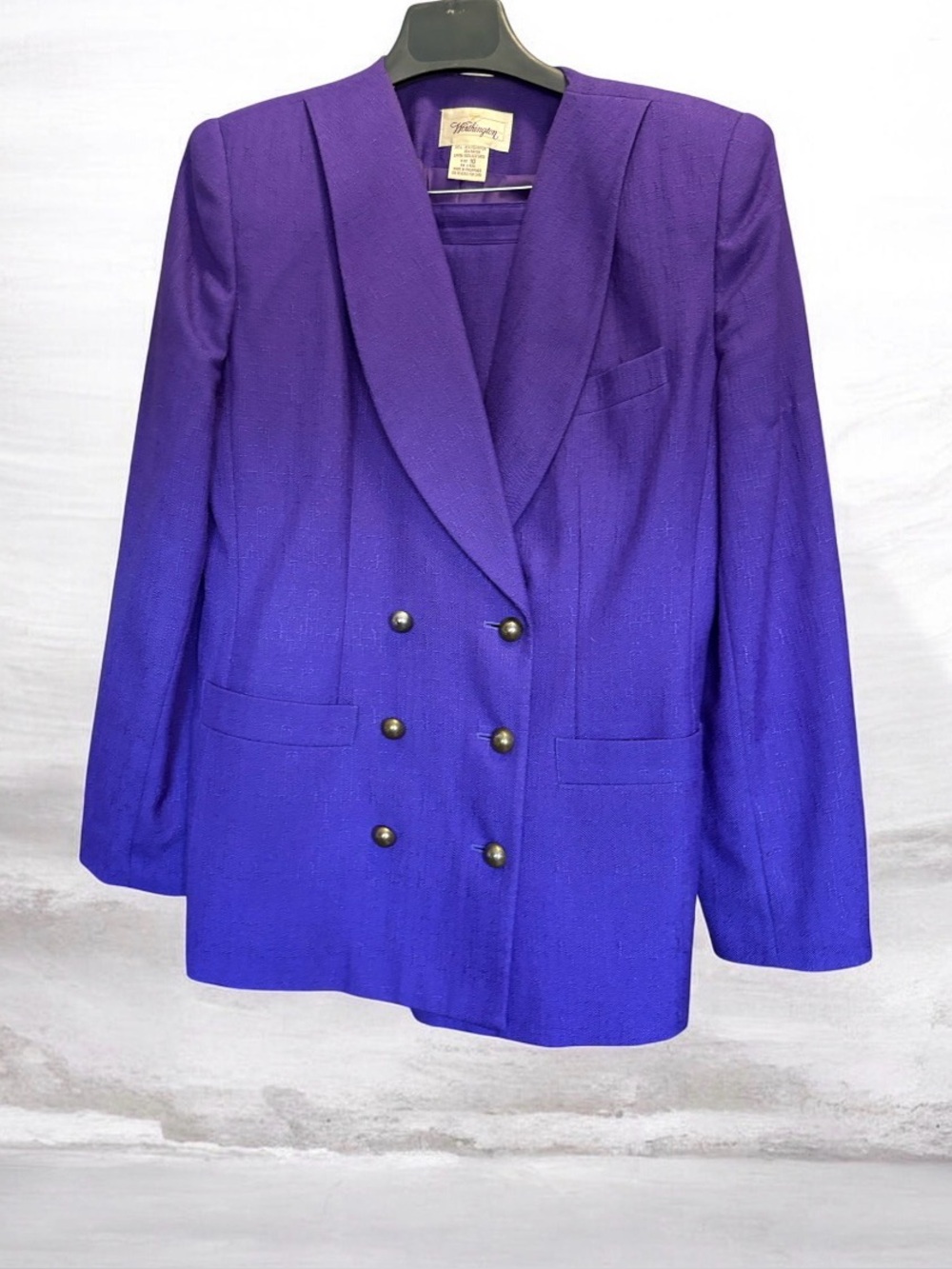 Worthington Vintage Career Purple Double-Breasted Blazer and Skirt Set